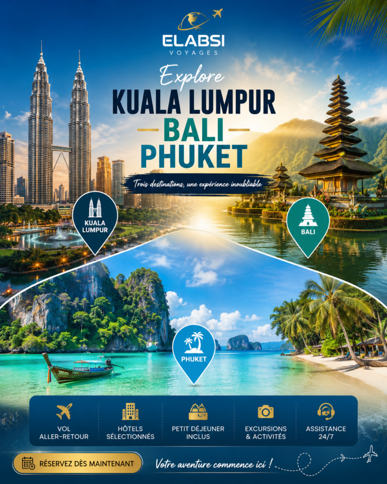 voyage Bali + Kuala lumpur + phuket